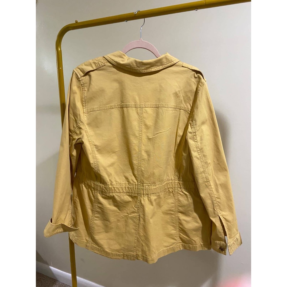 Talbots Mustard Yellow Utility Field Jacket Button Front Cinched Waist Large - Picture 6 of 11